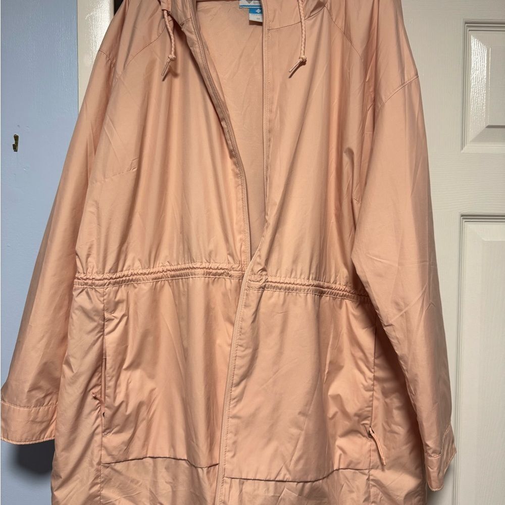 Columbia Pink Hooded Trench Coat with Adjustable Waist